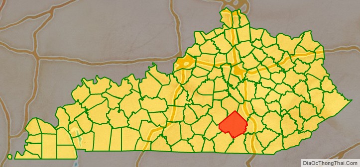 Pulaski County location map in Kentucky State.