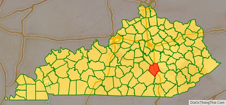 Rockcastle County location map in Kentucky State.
