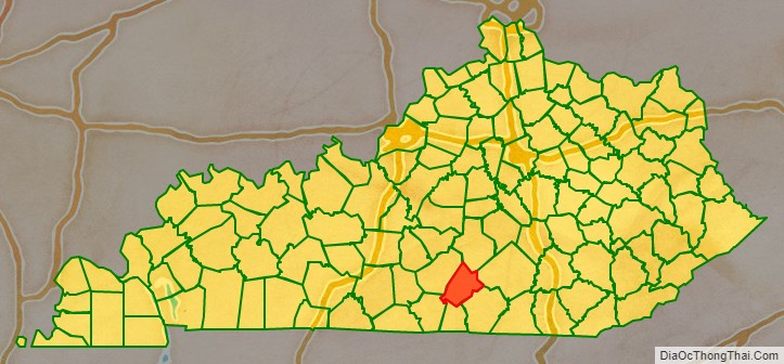 Russell County location map in Kentucky State.