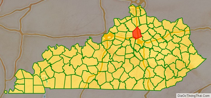 Scott County location map in Kentucky State.