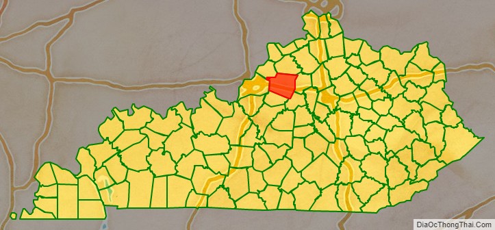 Shelby County location map in Kentucky State.