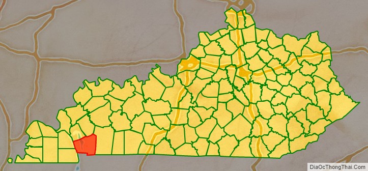 Trigg County location map in Kentucky State.
