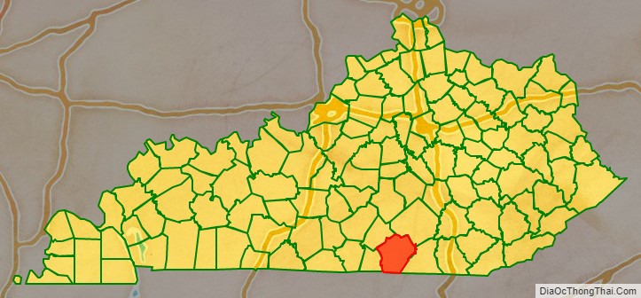 Wayne County location map in Kentucky State.