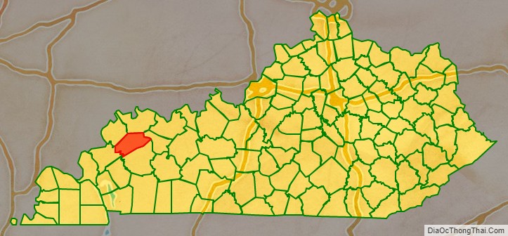 Webster County location map in Kentucky State.