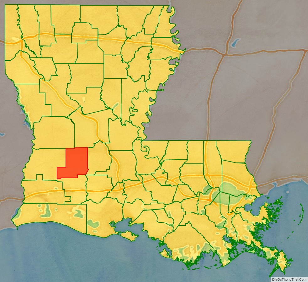Allen Parish location map in Louisiana State.