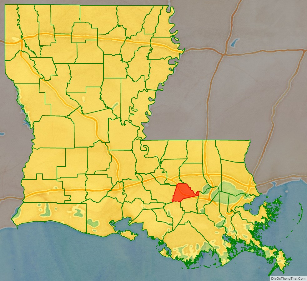 Ascension Parish location map in Louisiana State.