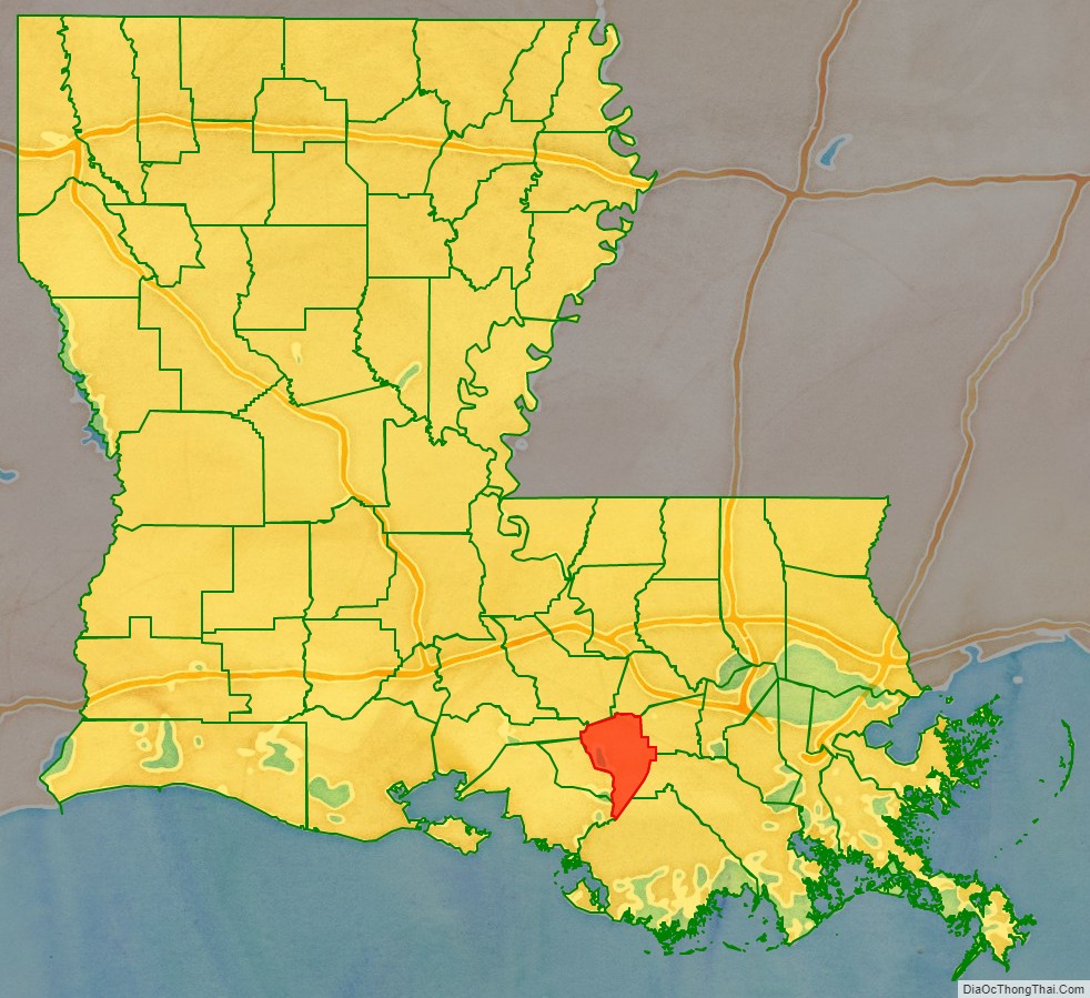 Assumption Parish location map in Louisiana State.