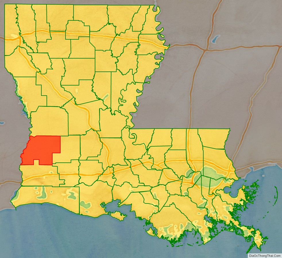 Beauregard Parish location map in Louisiana State.