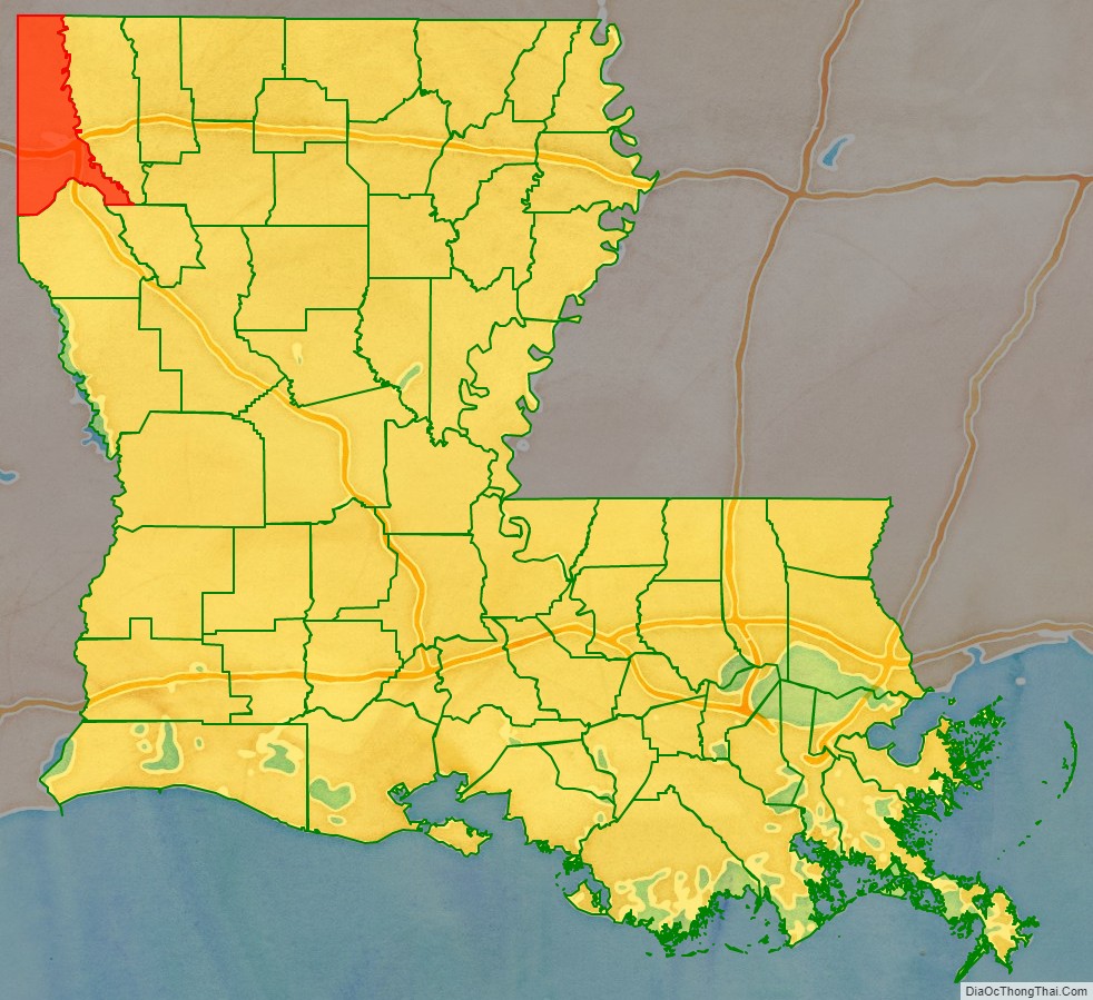 Caddo Parish location map in Louisiana State.