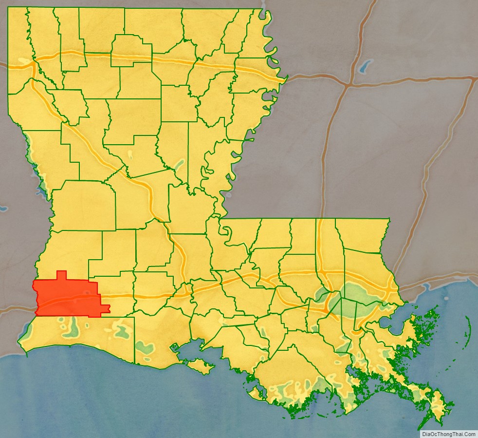 Calcasieu Parish location map in Louisiana State.