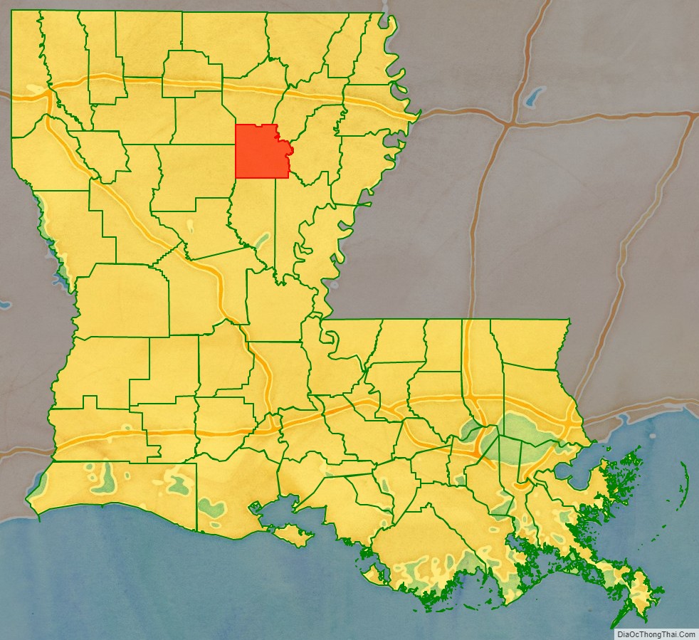 Caldwell Parish location map in Louisiana State.