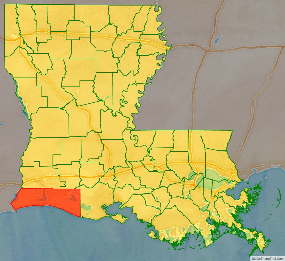 Cameron Parish location map in Louisiana State.
