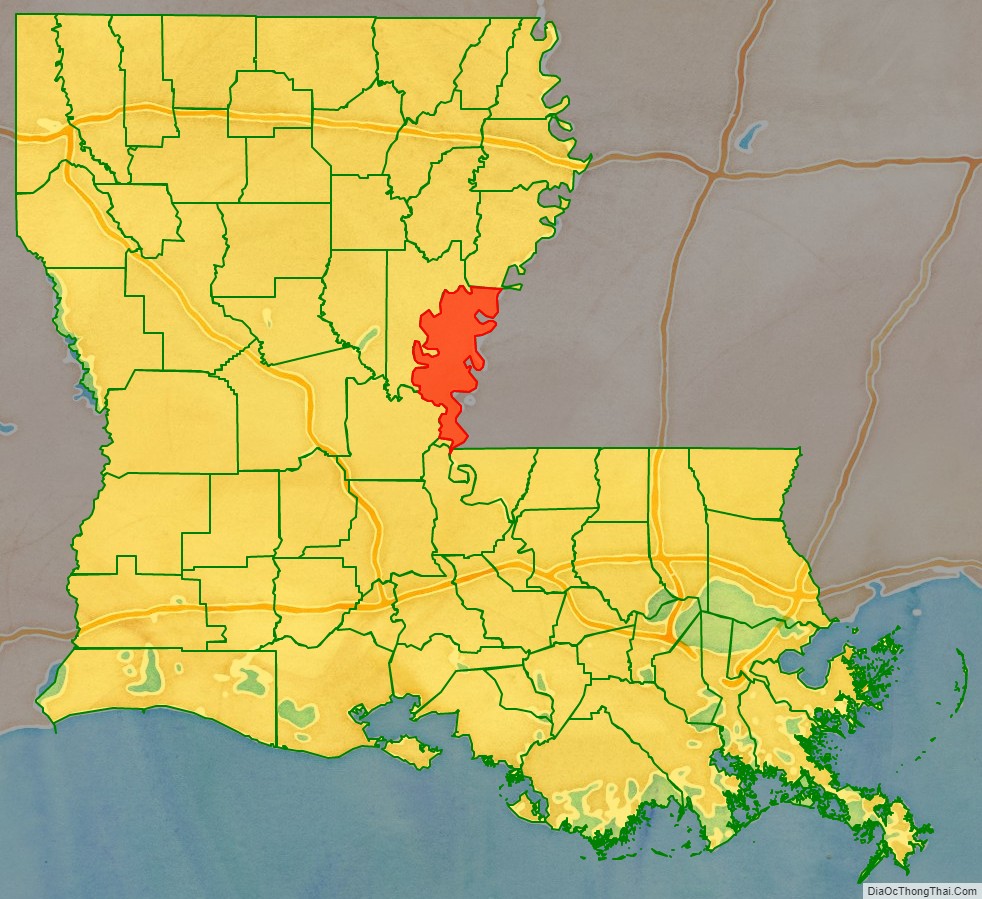 Concordia Parish location map in Louisiana State.