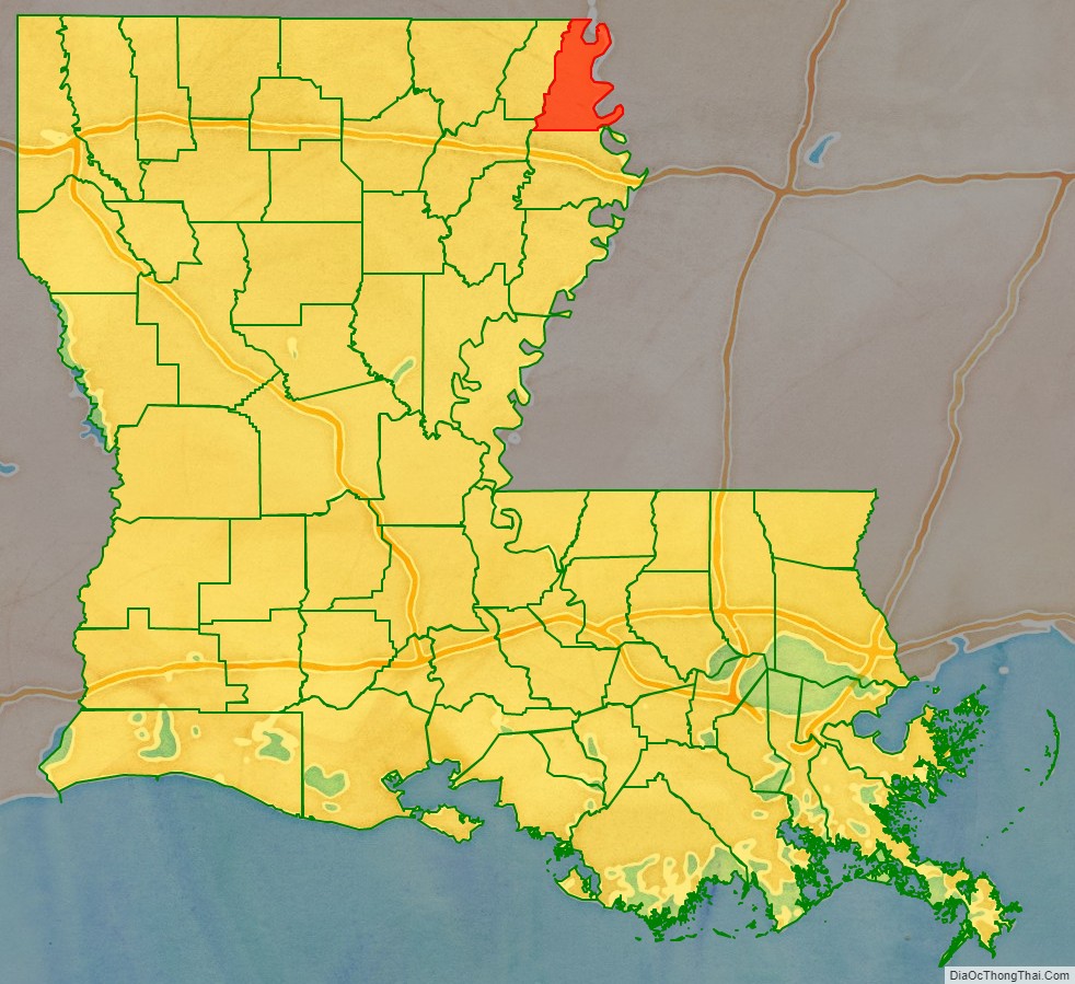 East Carroll Parish location map in Louisiana State.