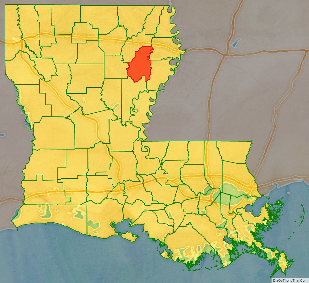 Franklin Parish location map in Louisiana State.
