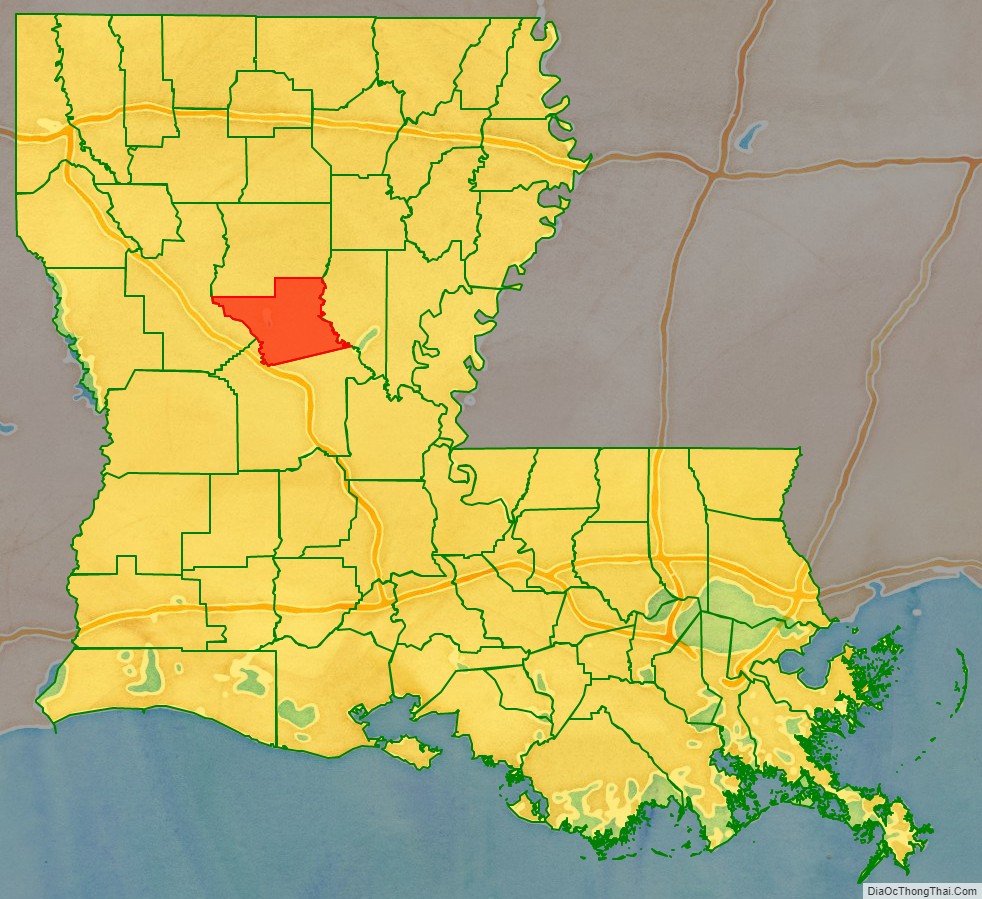 Grant Parish location map in Louisiana State.