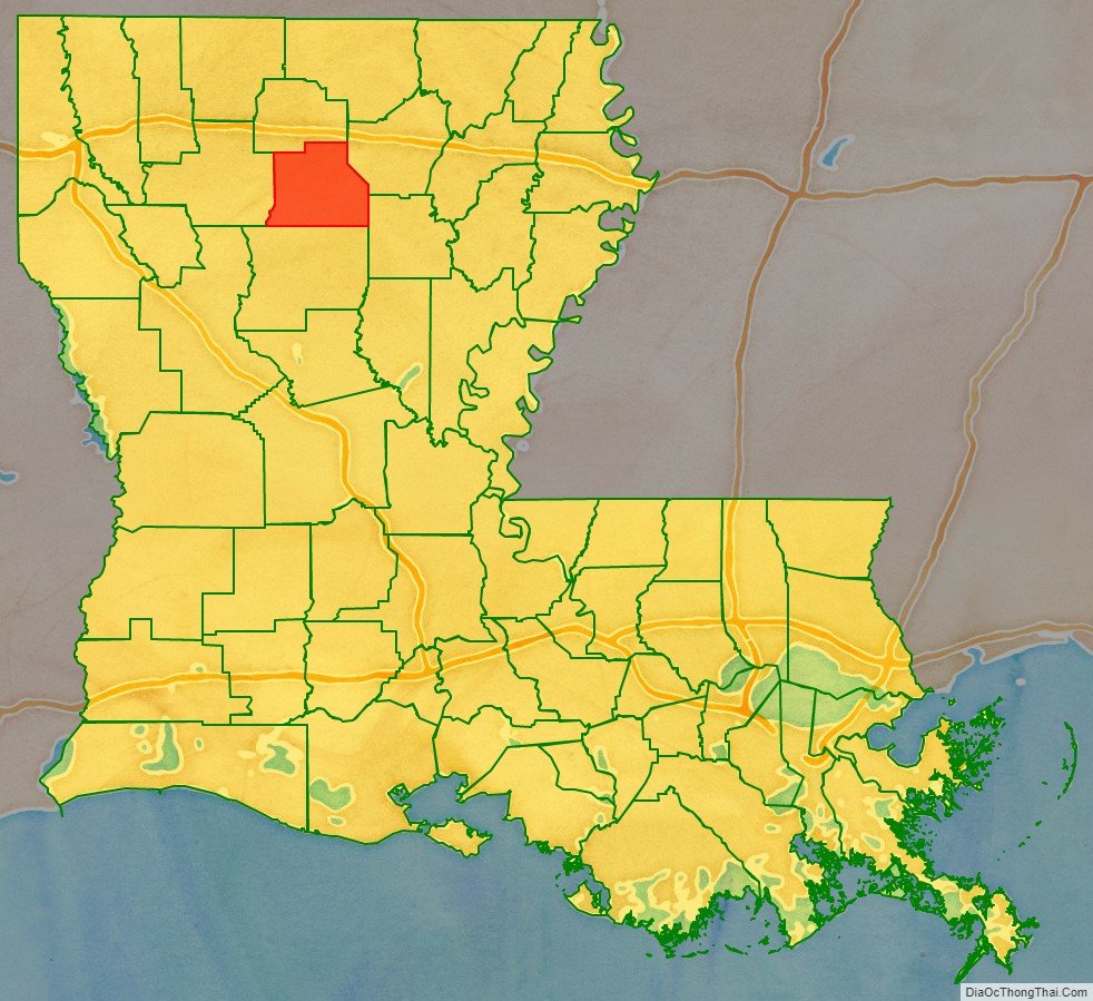 Jackson Parish location map in Louisiana State.