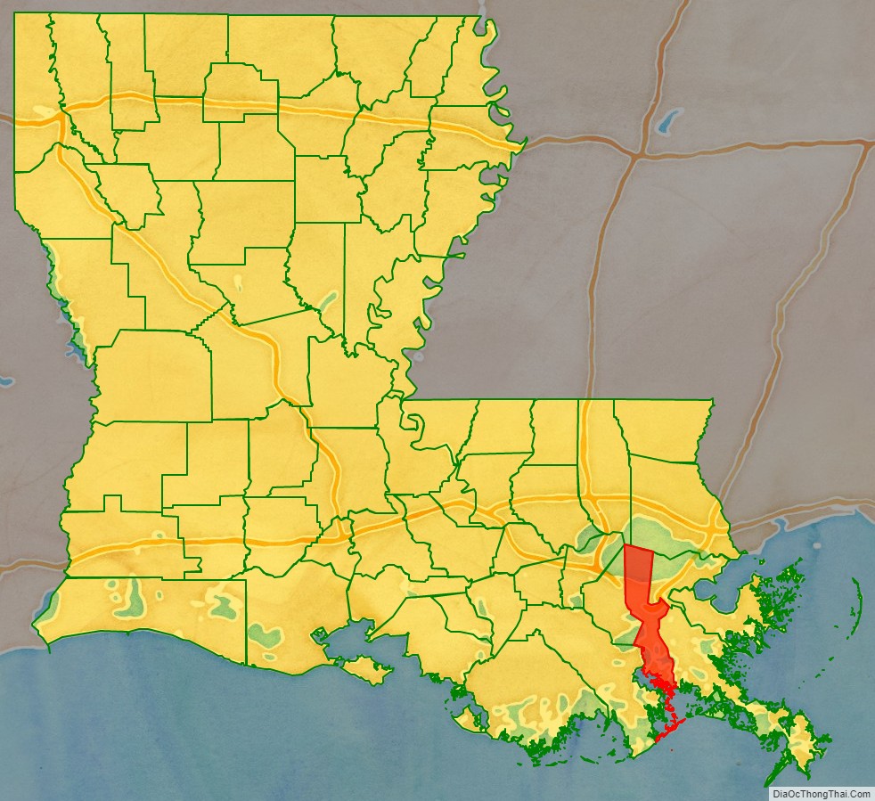 Jefferson Parish location map in Louisiana State.