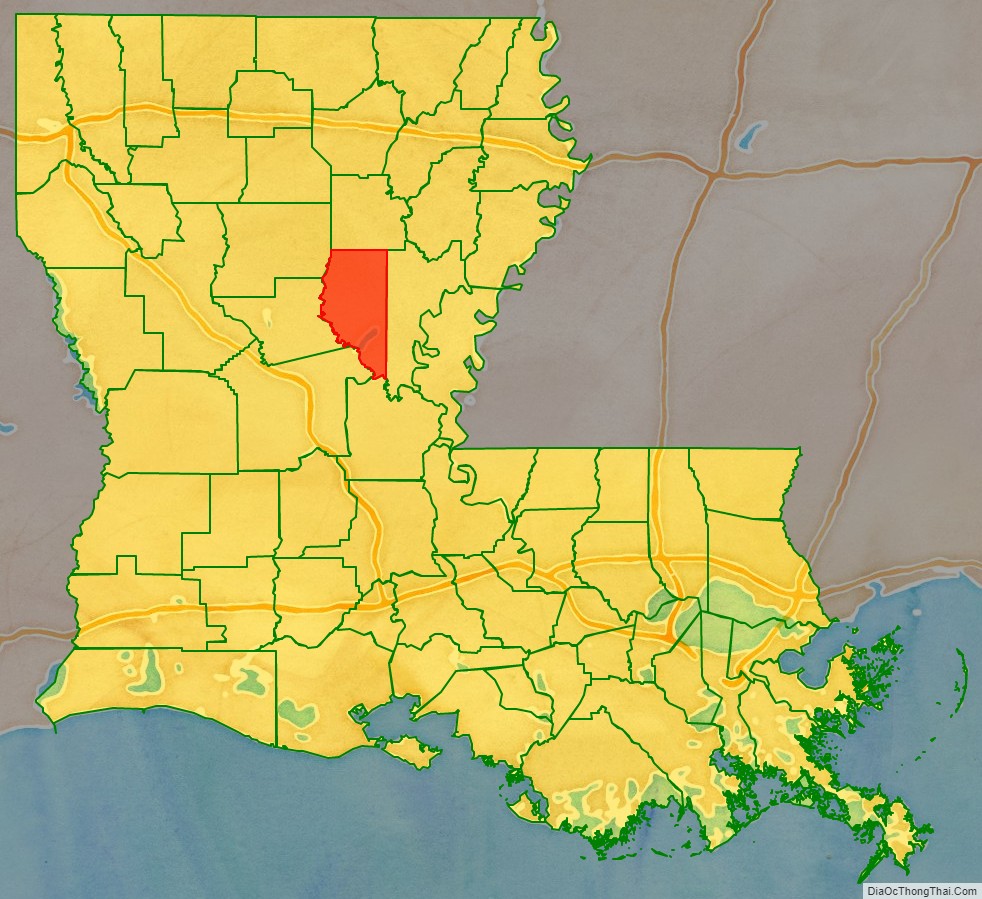 La Salle Parish location map in Louisiana State.