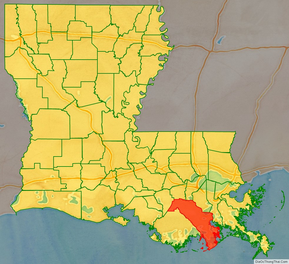 Lafourche Parish location map in Louisiana State.