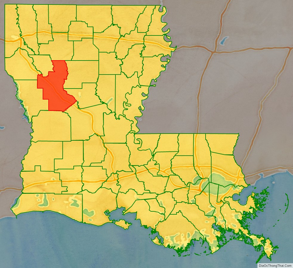 Natchitoches Parish location map in Louisiana State.