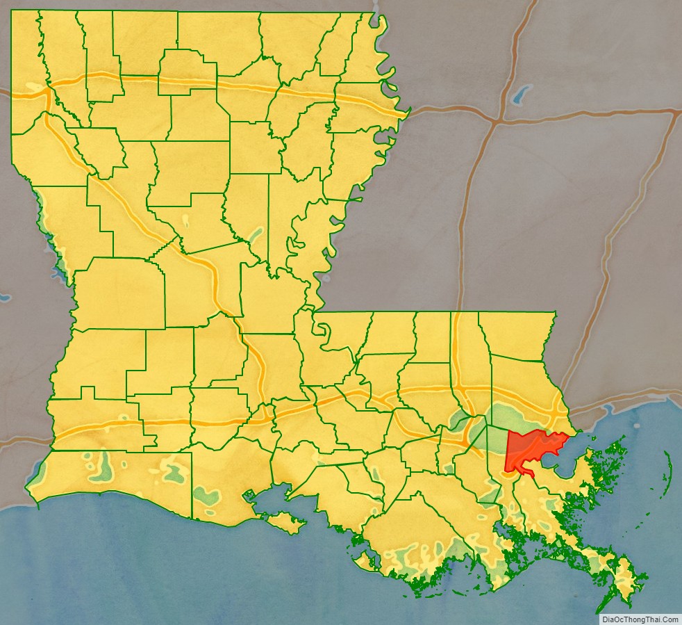 Orleans Parish location map in Louisiana State.