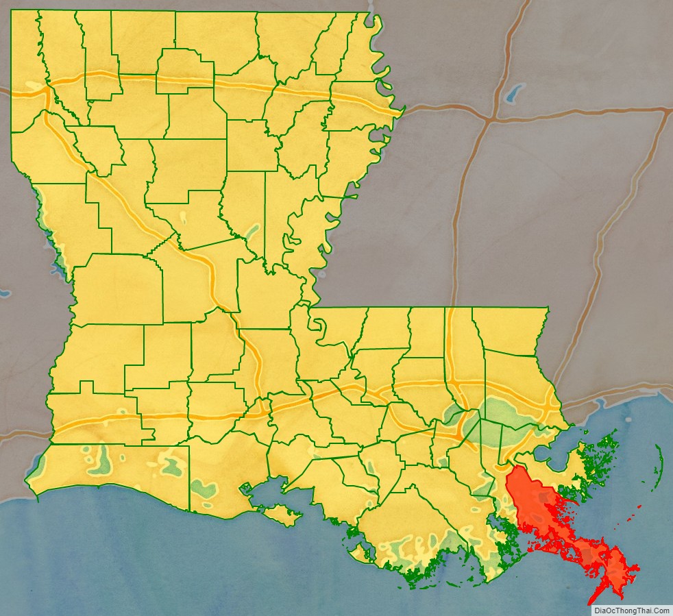 Plaquemines Parish location map in Louisiana State.