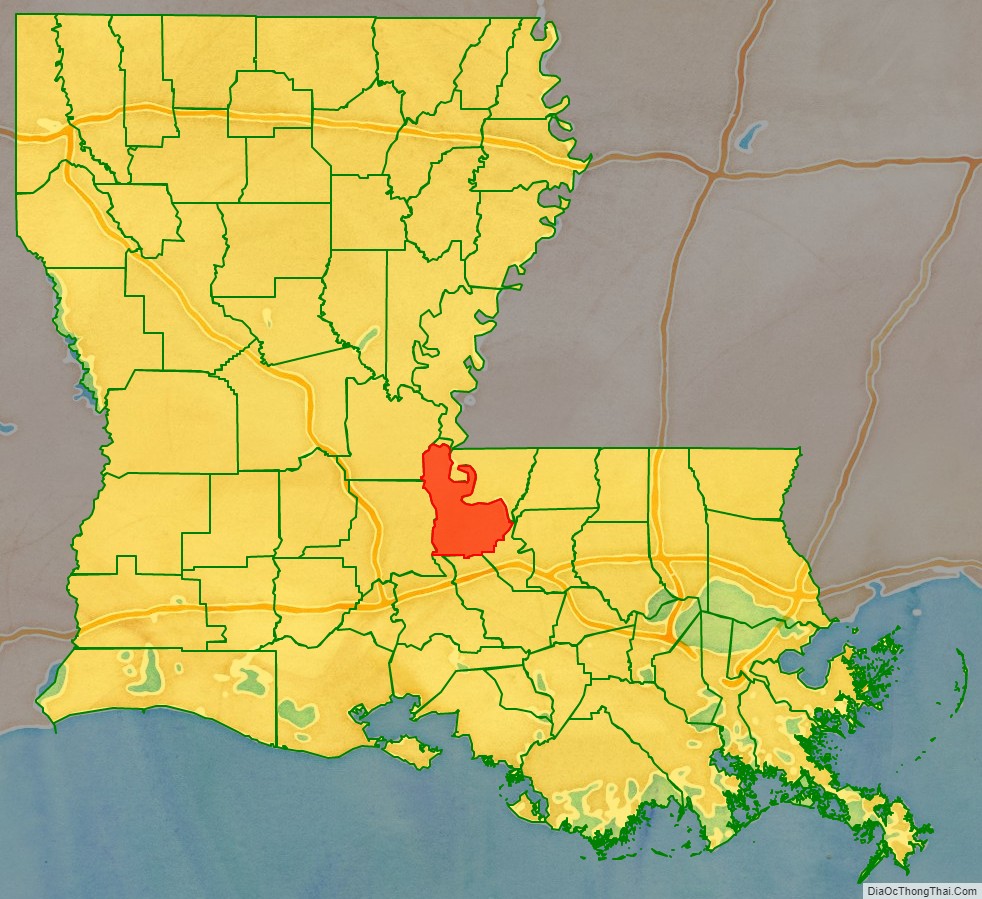 Pointe Coupee Parish location map in Louisiana State.