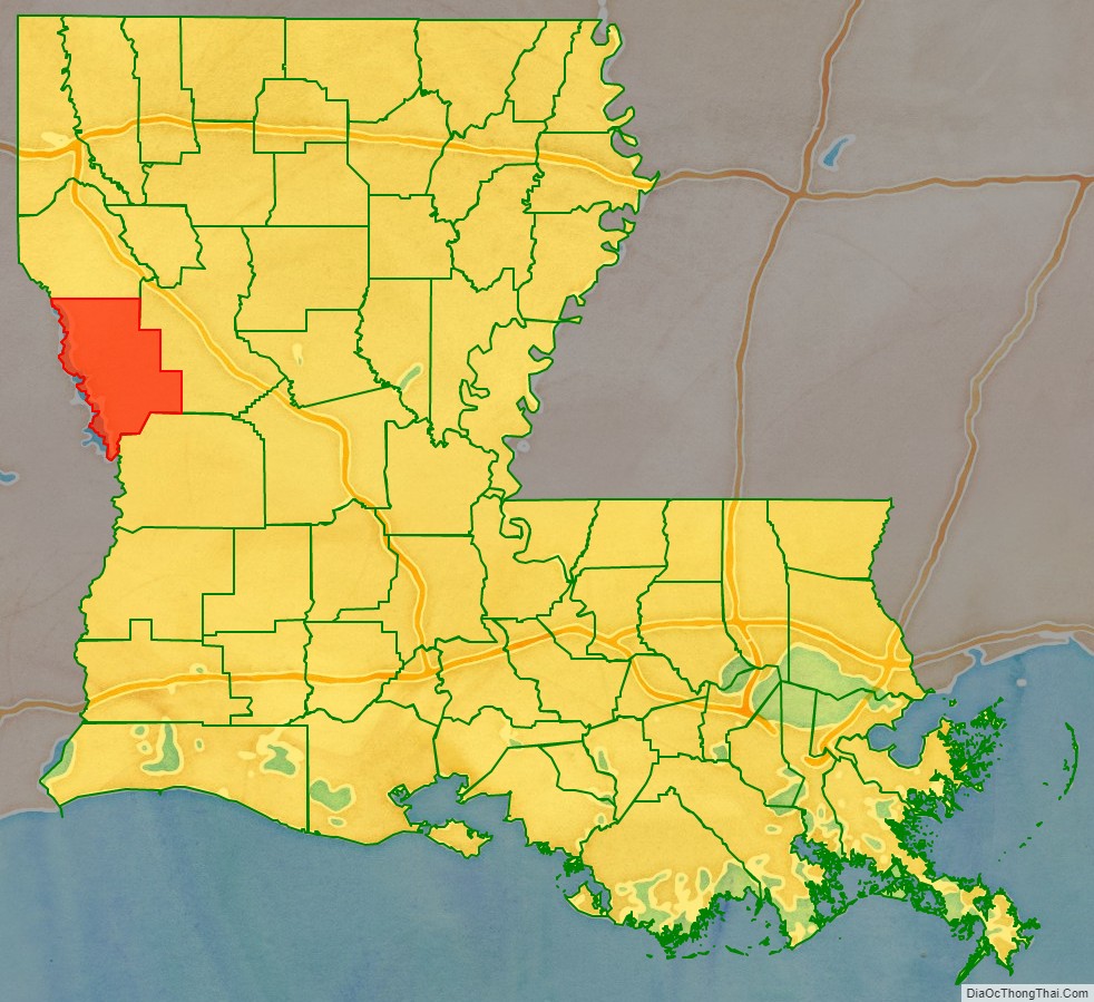 Sabine Parish location map in Louisiana State.