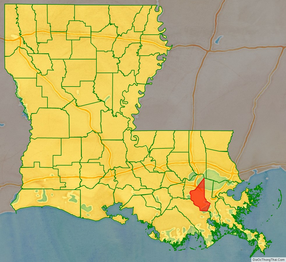 Saint Charles Parish location map in Louisiana State.