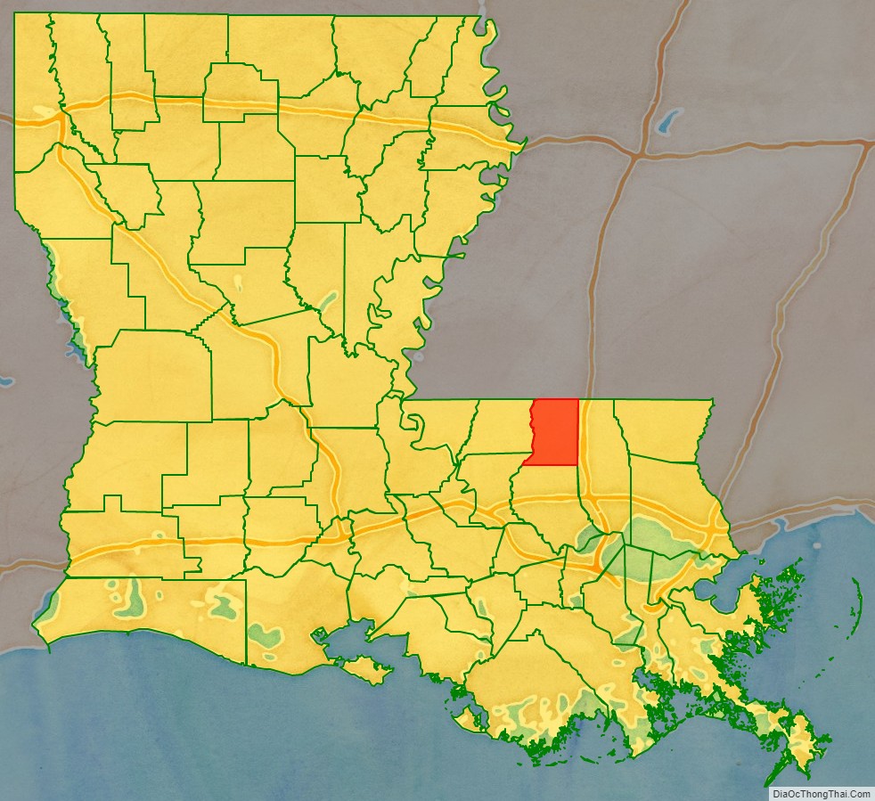 Saint Helena Parish location map in Louisiana State.