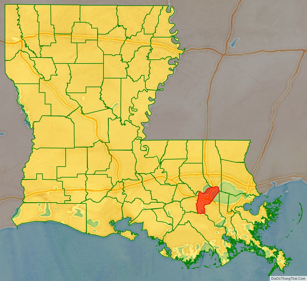 Saint John the Baptist Parish location map in Louisiana State.