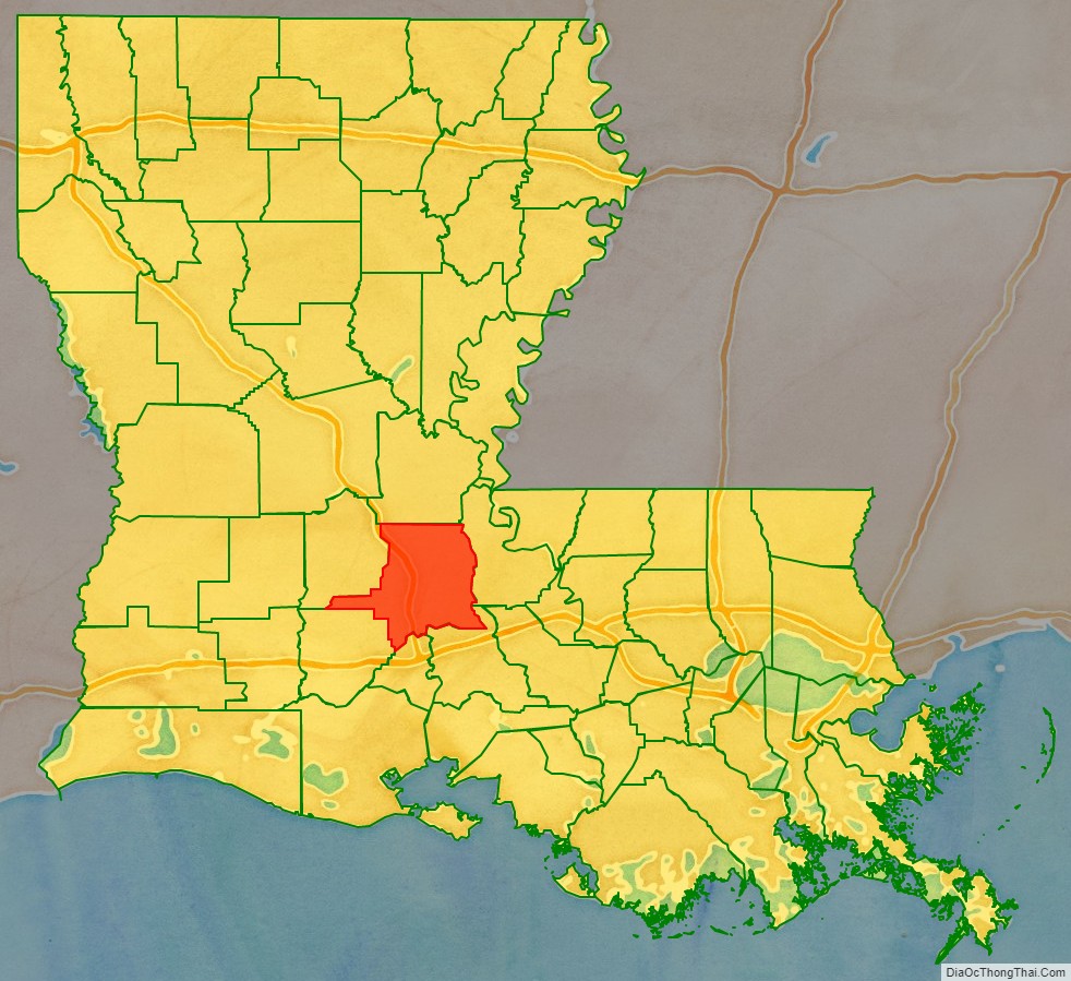 Saint Landry Parish location map in Louisiana State.