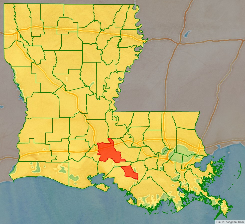 Saint Martin Parish location map in Louisiana State.