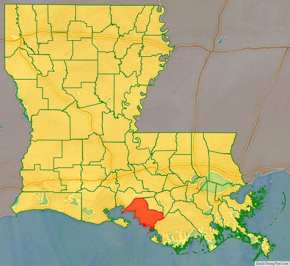 Saint Mary Parish location map in Louisiana State.