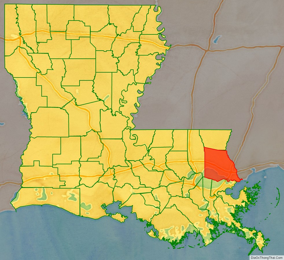 Saint Tammany Parish location map in Louisiana State.