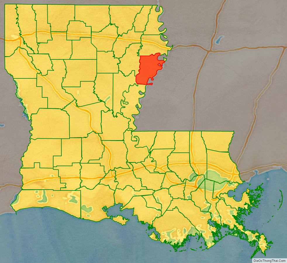 Tensas Parish location map in Louisiana State.