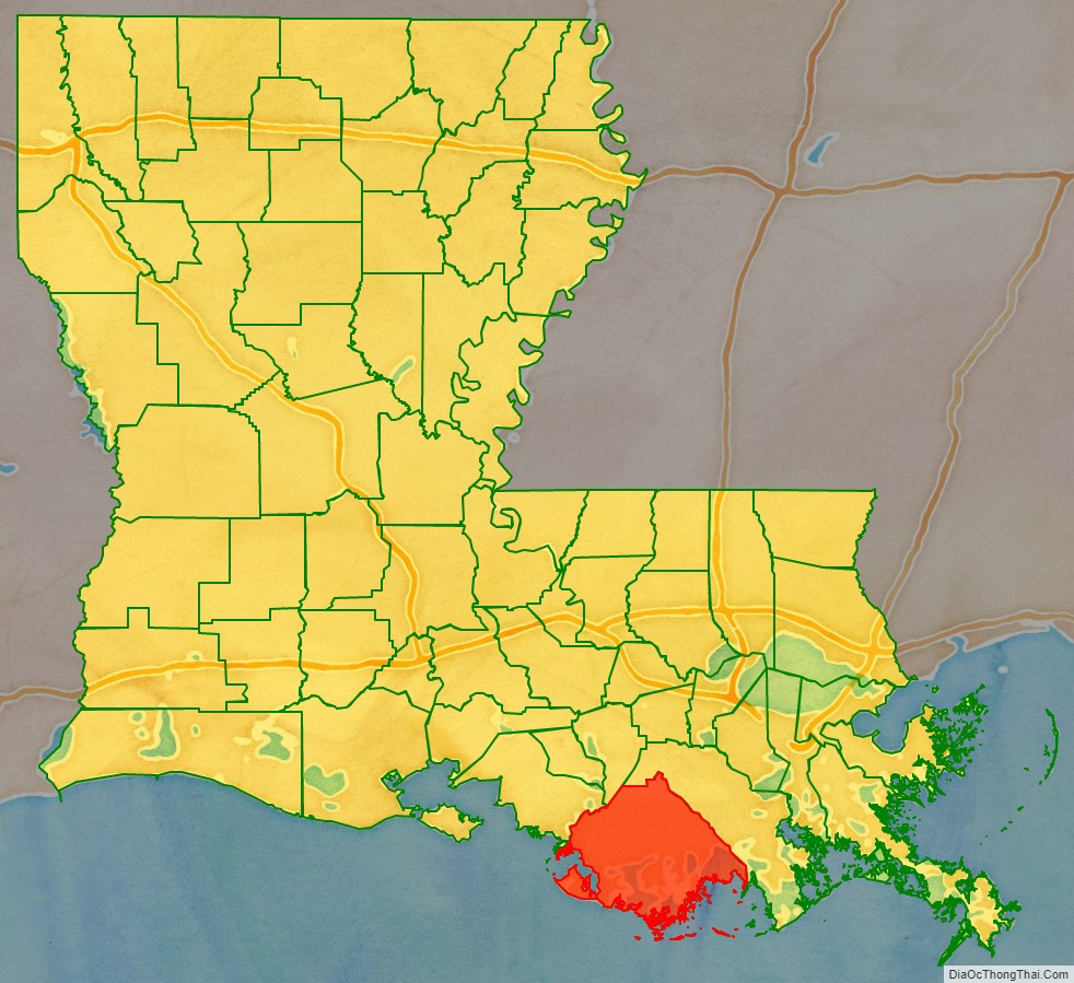 Terrebonne Parish location map in Louisiana State.
