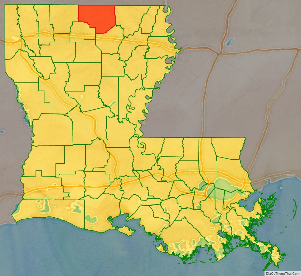 Union Parish location map in Louisiana State.