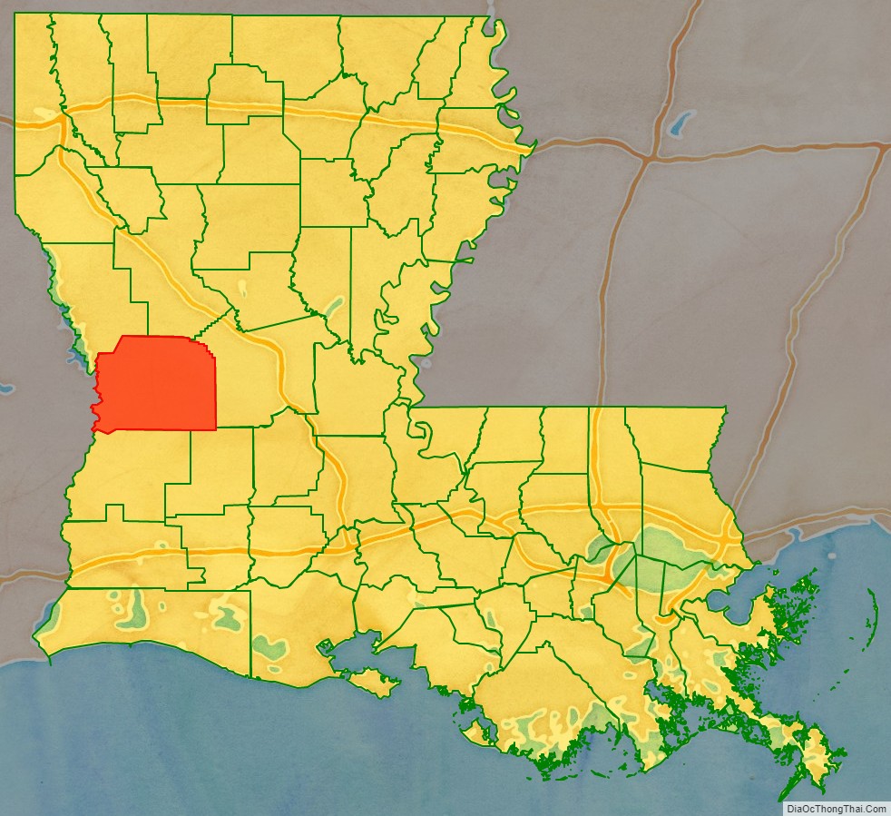 Vernon Parish location map in Louisiana State.