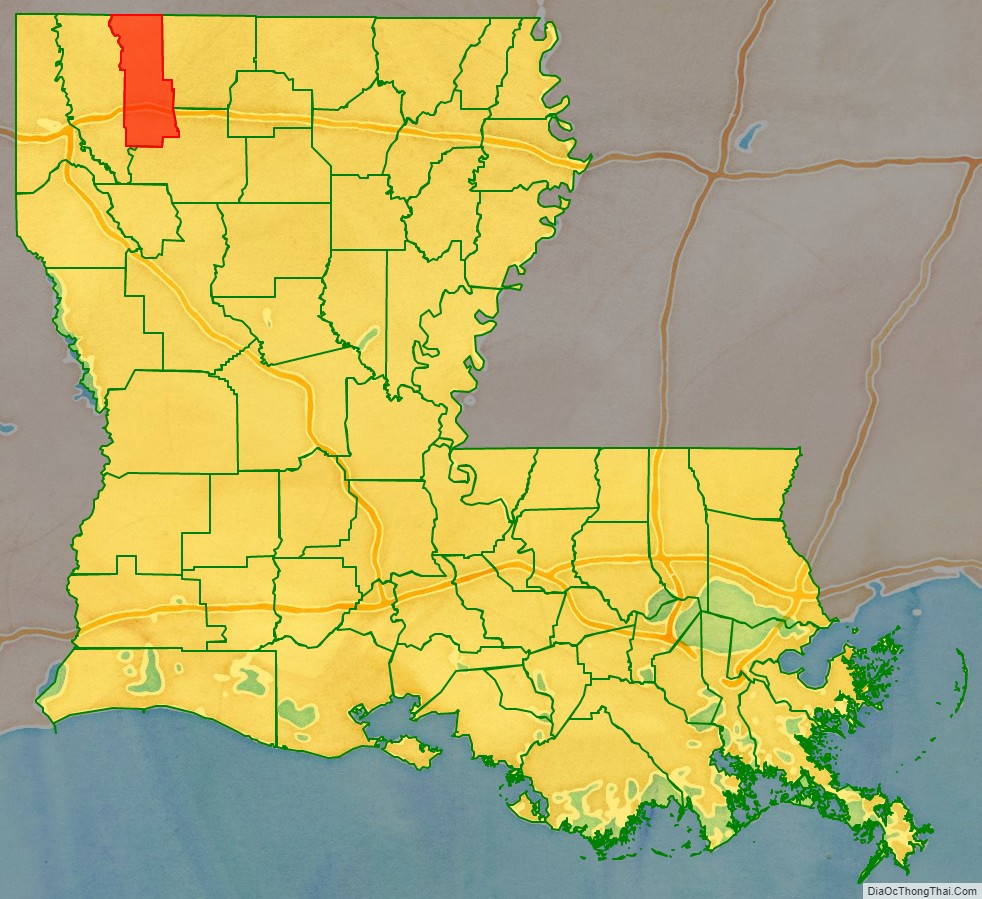 Webster Parish location map in Louisiana State.