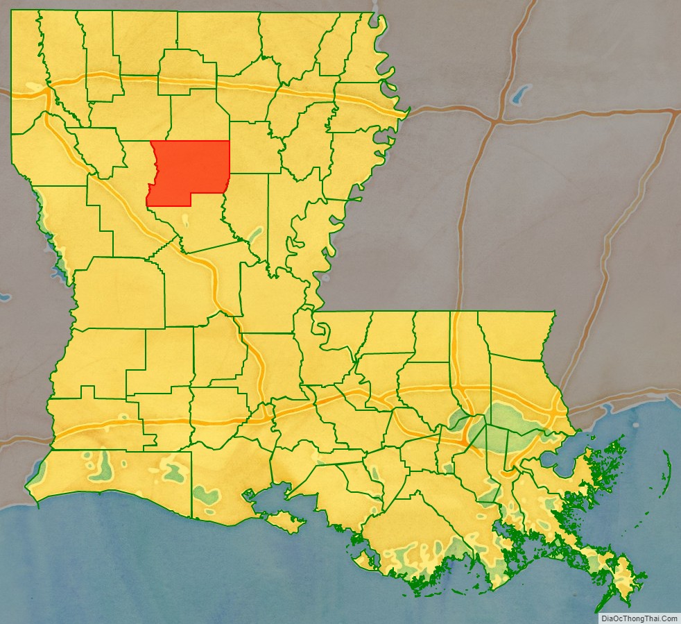 Winn Parish location map in Louisiana State.