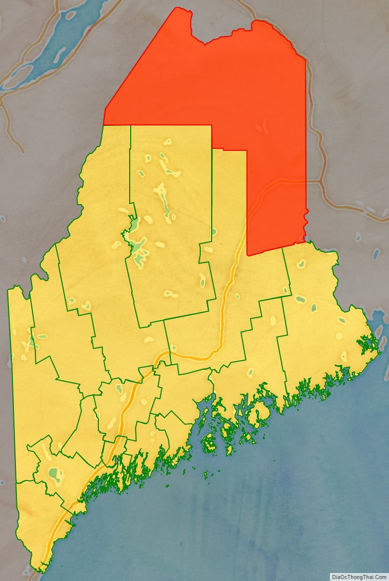 Aroostook County location map in Maine State.