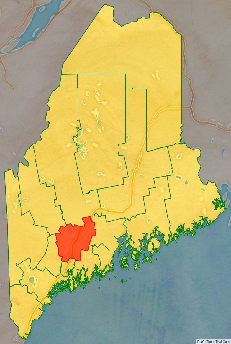 Kennebec County location map in Maine State.