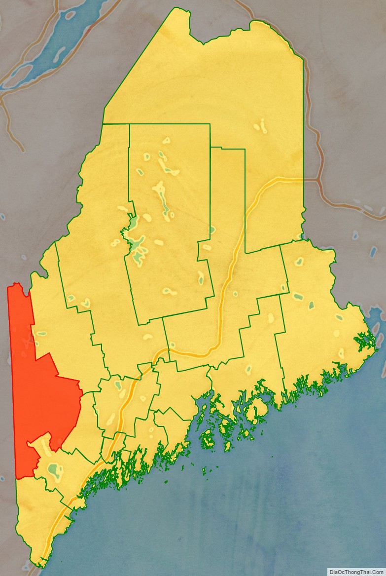 Oxford County location map in Maine State.