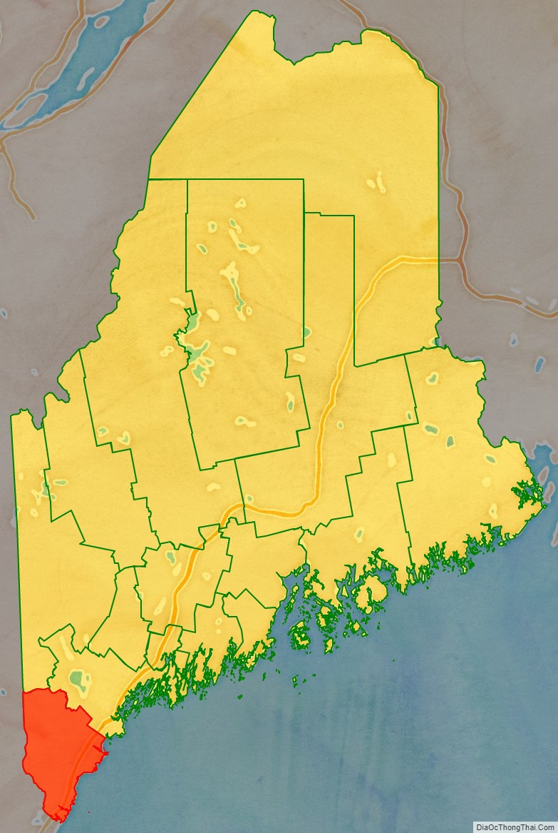 York County location map in Maine State.