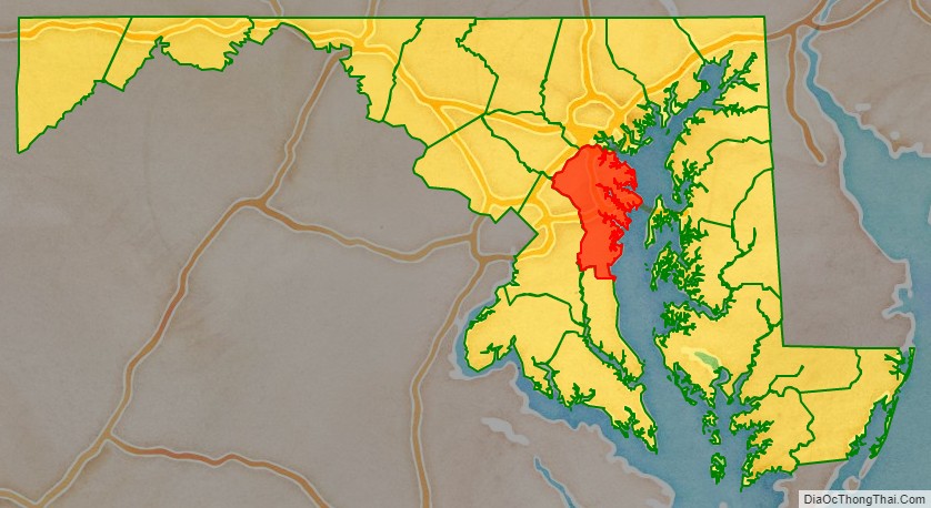 Anne Arundel County location map in Maryland State.