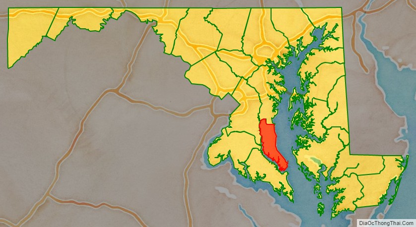 Calvert County location on the Maryland map. Where is Calvert County.