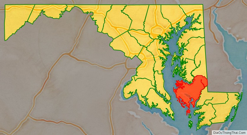 Dorchester County location map in Maryland State.