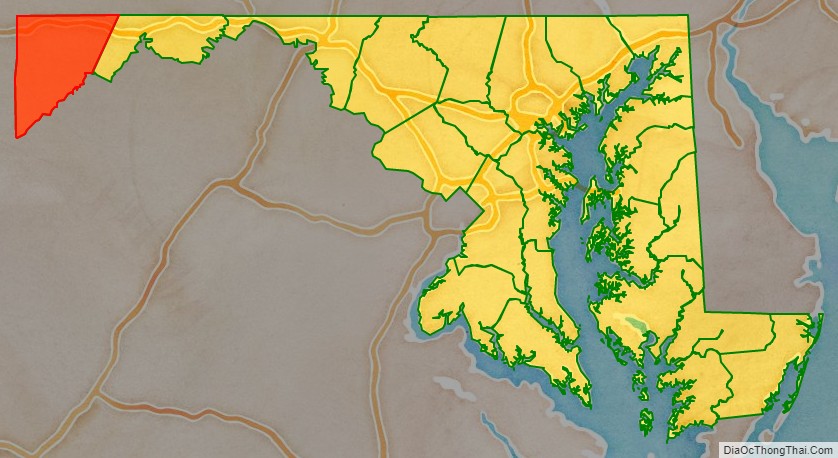 Garrett County location map in Maryland State.